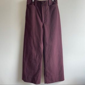 Apiece Apart Merida pants sz 4 high waist wide leg trouser burgundy